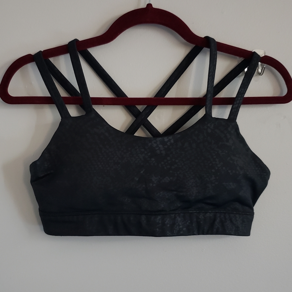Black Snakeskin Strappy Sport Bra